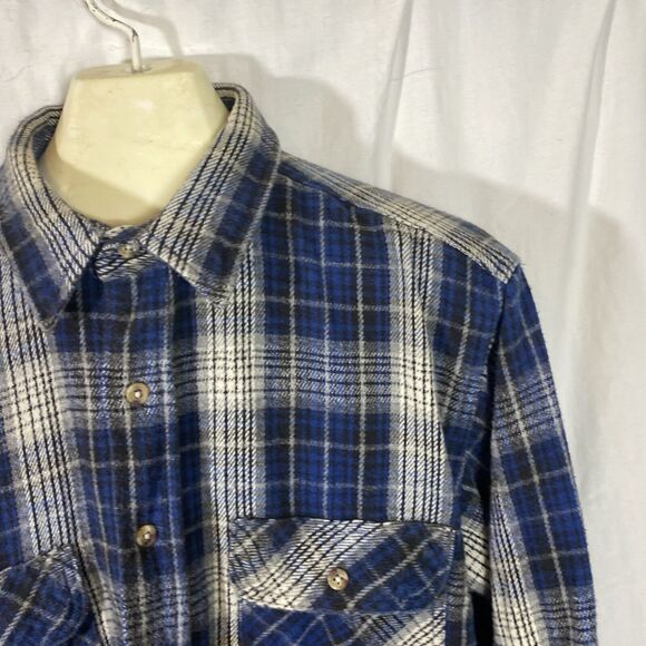 vintage weargaurd plaid red long sleeve button up shirt work outdoor Blue Warm - Picture 5 of 15